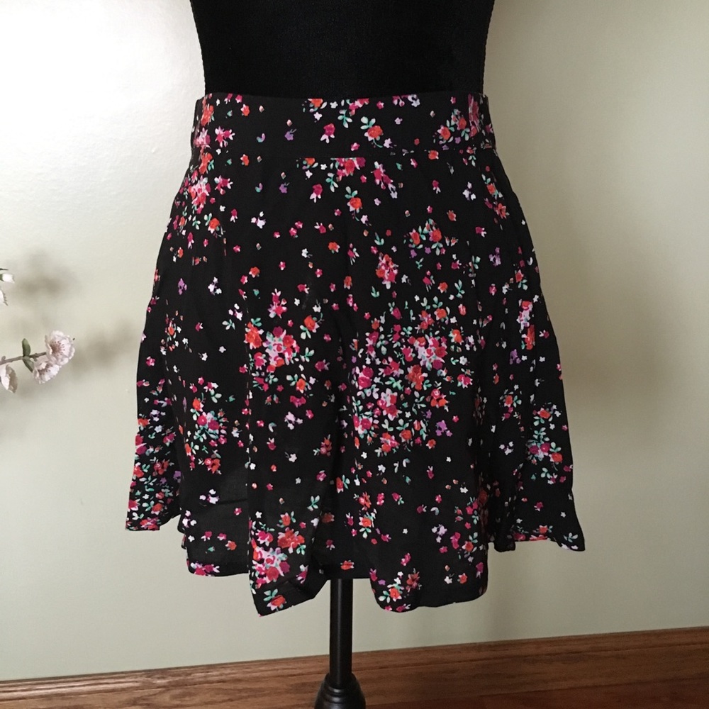 Bethany Mota black and floral skater skirt